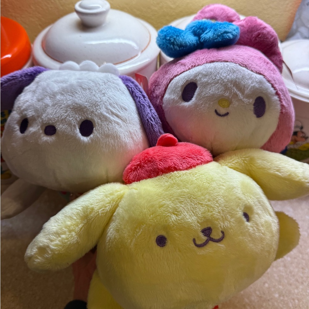 Hello Kitty and Friends Sweethearts Trio Pink, Yellow, White Stuffed Plushies